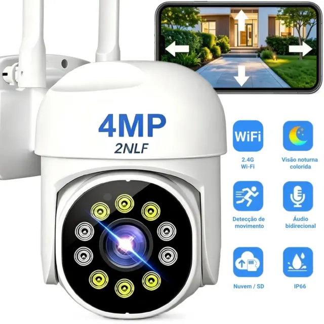 2nlf Câmera De Segurança Full Hd Wifi Visão Noturna Interna Externa App Eseecloud Áudio Bidirecional Prova Dágua