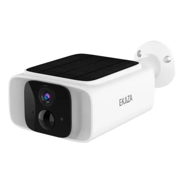 Câmera De Segurança Inteligente Solar Wifi Ekaza 3mp 2k Ip65 Visão Noturna Áudio Bidirecional App Branco