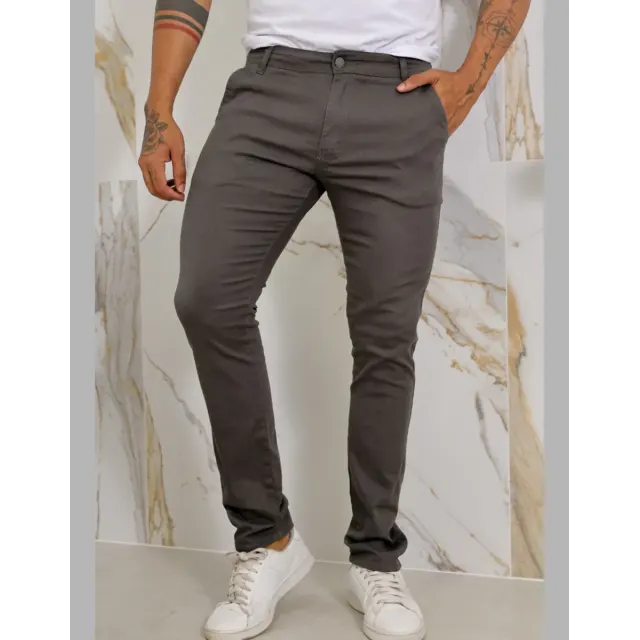Calça Masculina Sarja Premium Esporte Fino Bolso Faca Lycra