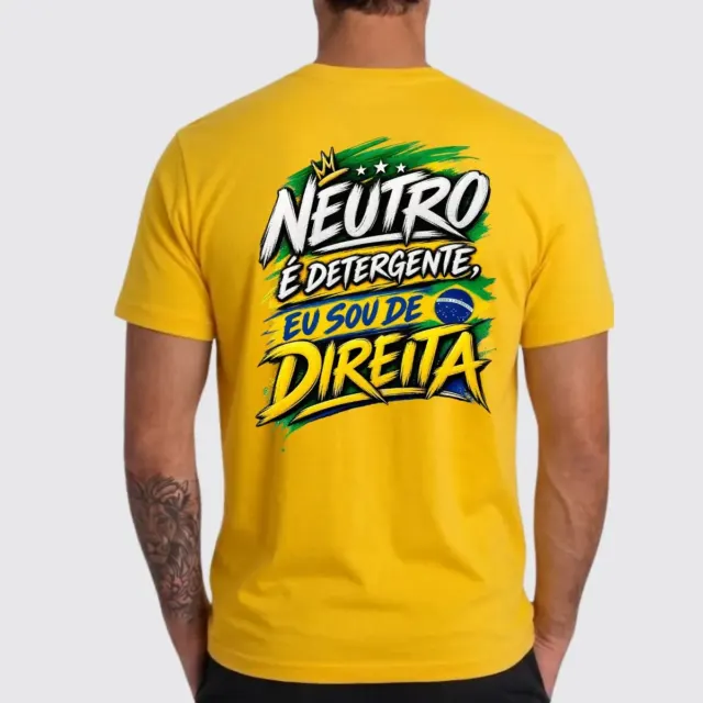 Camiseta Masculina Política Direita Brasil Neutro / Sou 22