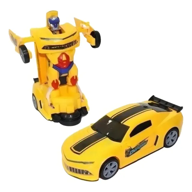 Carrinho Camaro Transformers Vira Robô Luz Som Bate Volta F Cor Amarelo