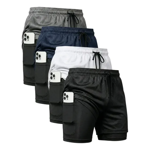 Kit 4 Shorts 2 Em 1 Duplo Dryfit Masculino Compressão Térmic