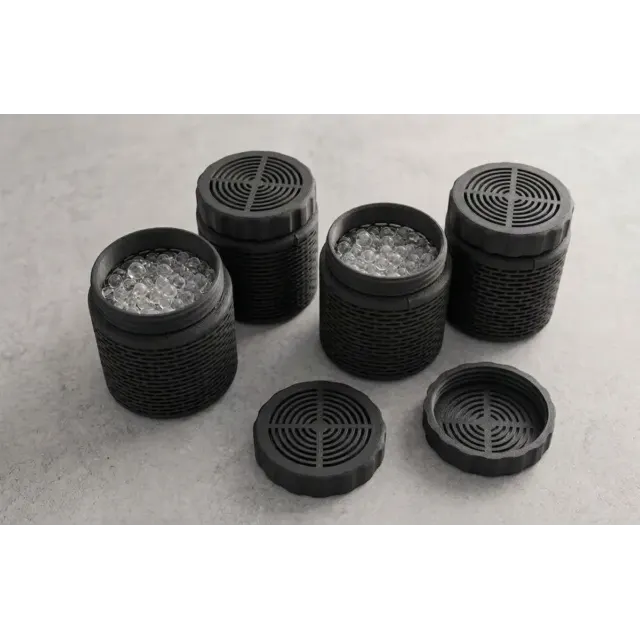 Kit 4x Pote Gel Sílica Reutilizável Tampa Rosca Tira Umidade
