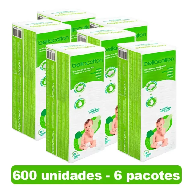 Kit Algodão Bellacotton Quadrado Para Bebê - 6 Pacotes
