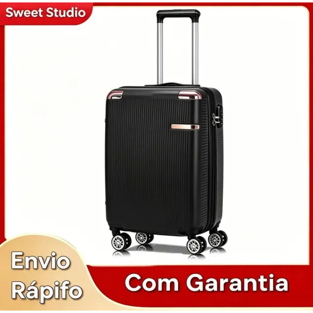 Mala de Bordo Rígida ABS Preto Sweet Studio com Rodas Duplas 360° para Viagem