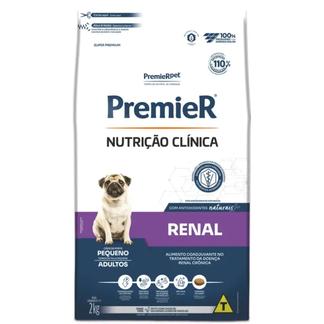 Premier Ração Seca Cães Adultos Raças Pequenas Renal 2kg