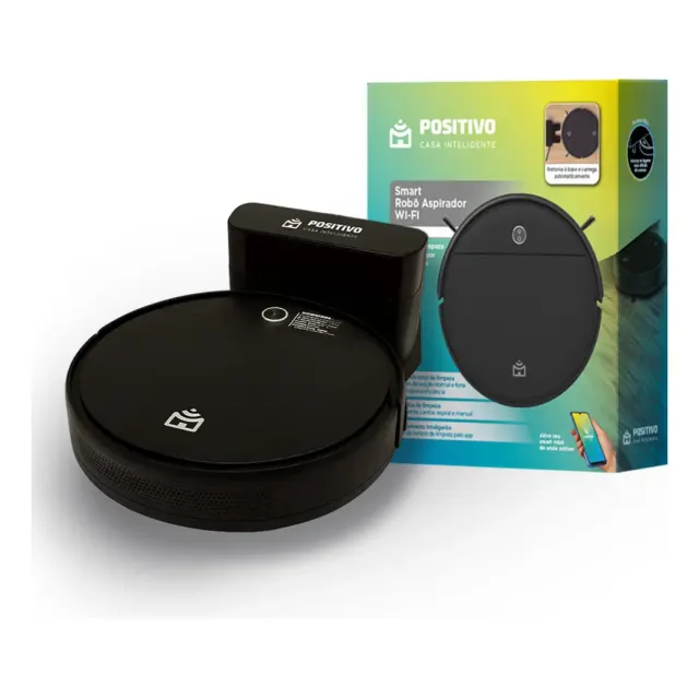 Robô aspirador Positivo Casa Inteligente PRA90 preto
