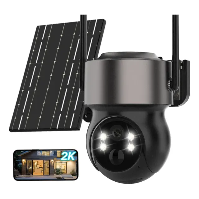 Solar Câmera De Segurança Externa Wifi Hd 3mp Com Painel Solar E Bateria App Icsee, Visão Noturna, Comunicação Bidirecional, Preto